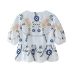 Women's Clothing Summer Street Printed V Neck Lace Up Short Sleeve Top