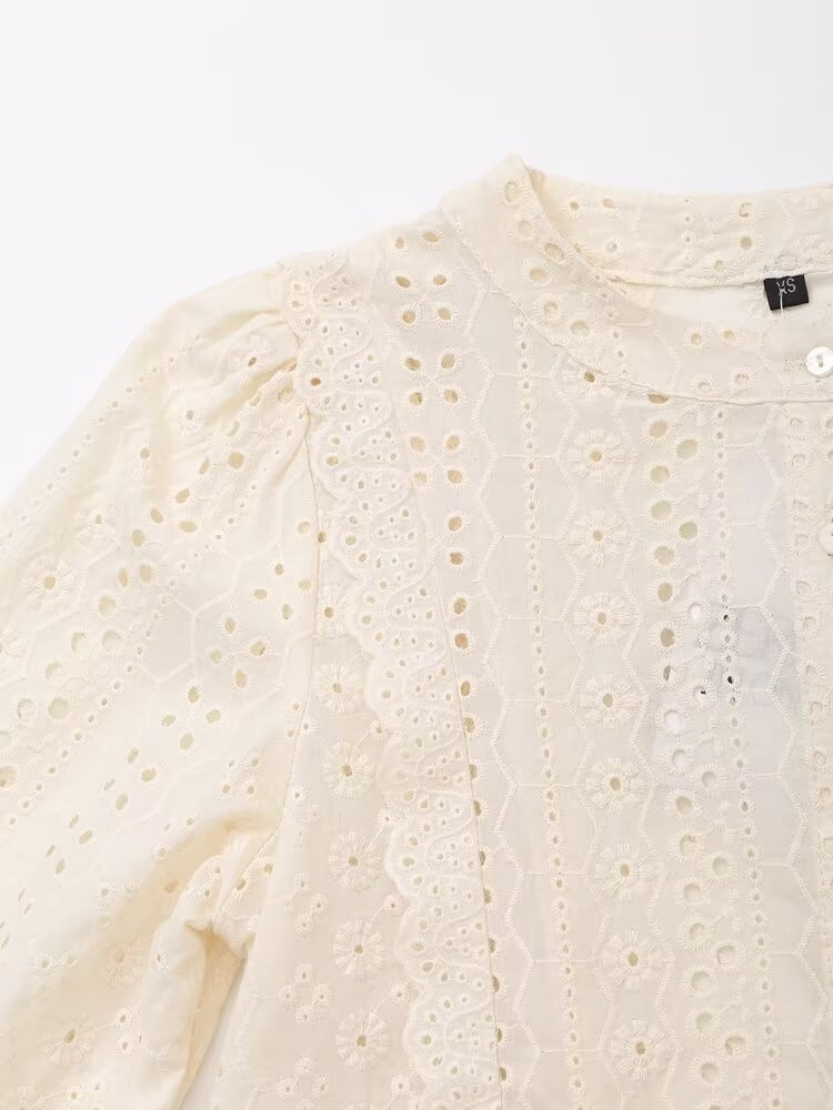 Women's Hollow Out Cutout Embroidered Shirt