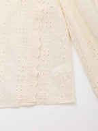 Women's Hollow Out Cutout Embroidered Shirt