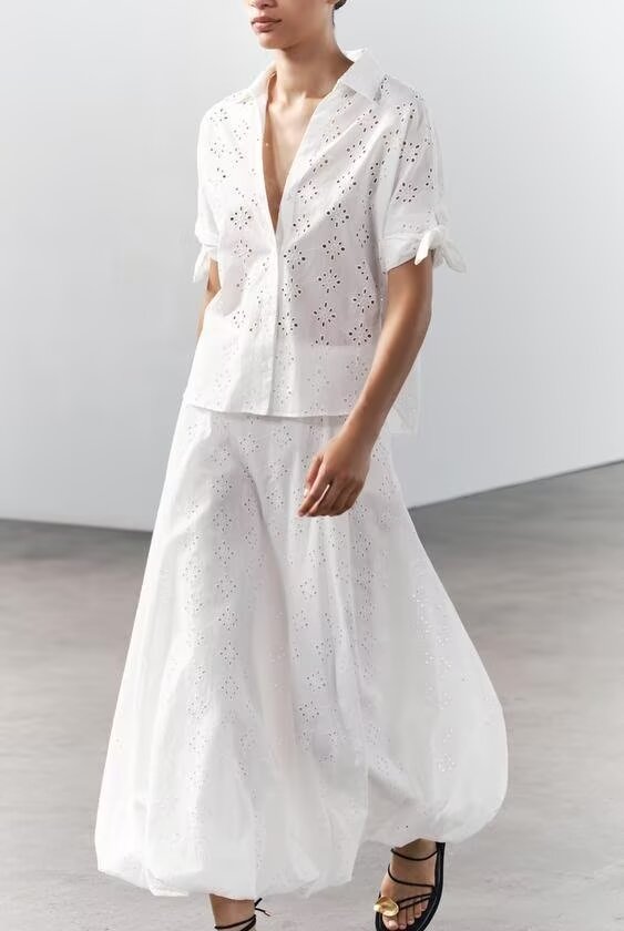Women's Embroidered Shirt & Skirt Two-Piece Set