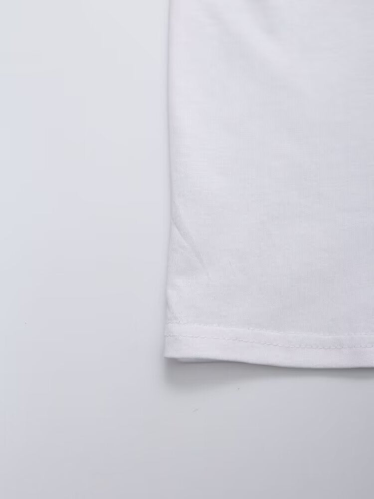 Women's Simple Casual All Match Round Neck Pullover Short Sleeve Printed Cotton T Shirt