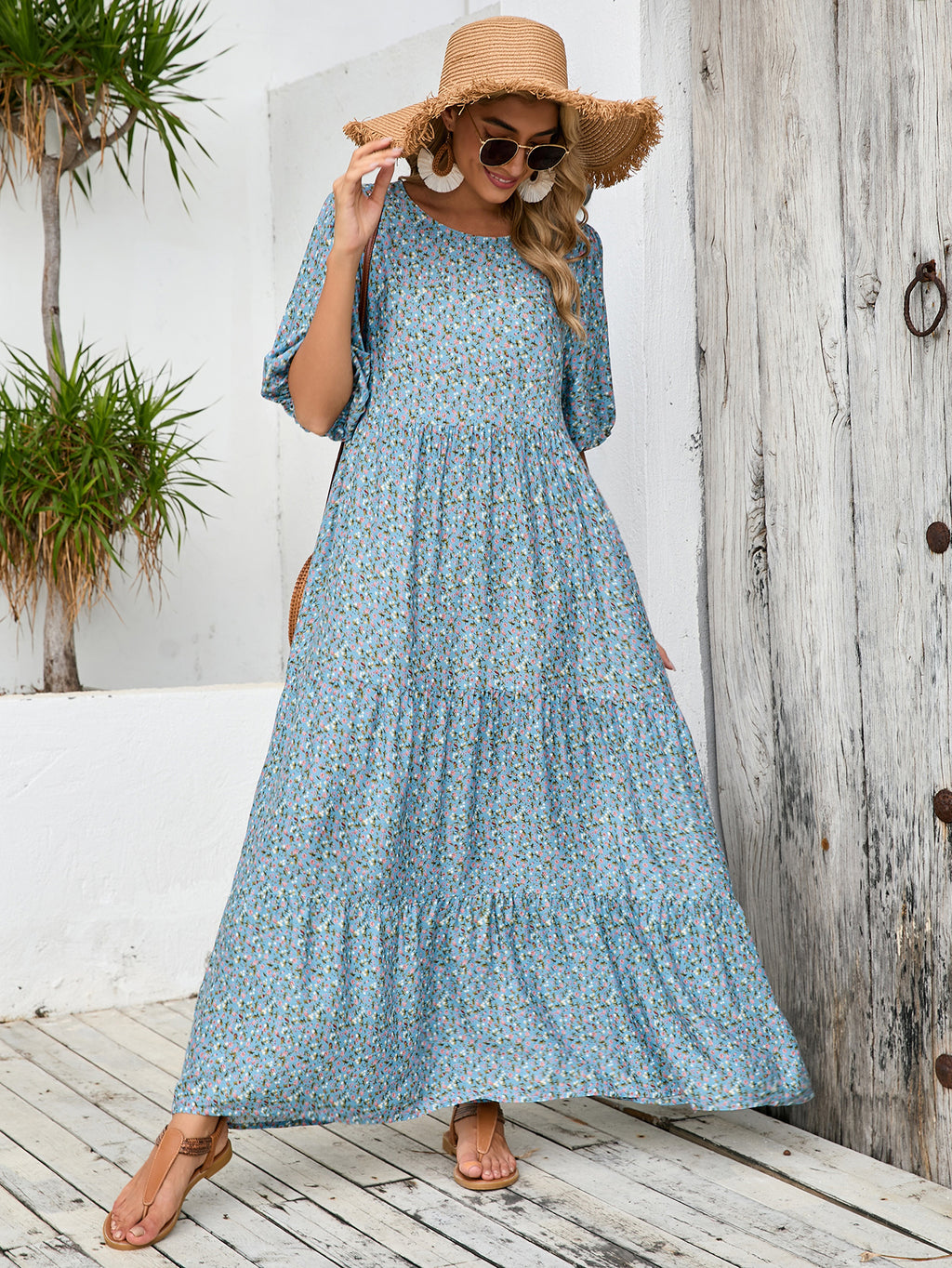 Women's Plus-Size Floral Midi Dress