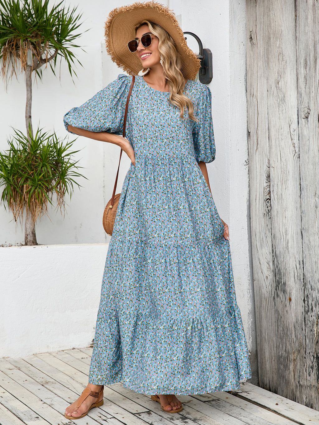 Women's Plus-Size Floral Midi Dress