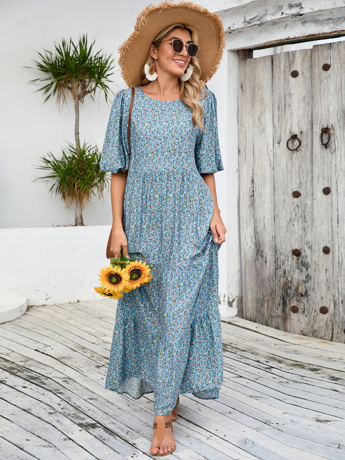 Women's Plus-Size Floral Midi Dress
