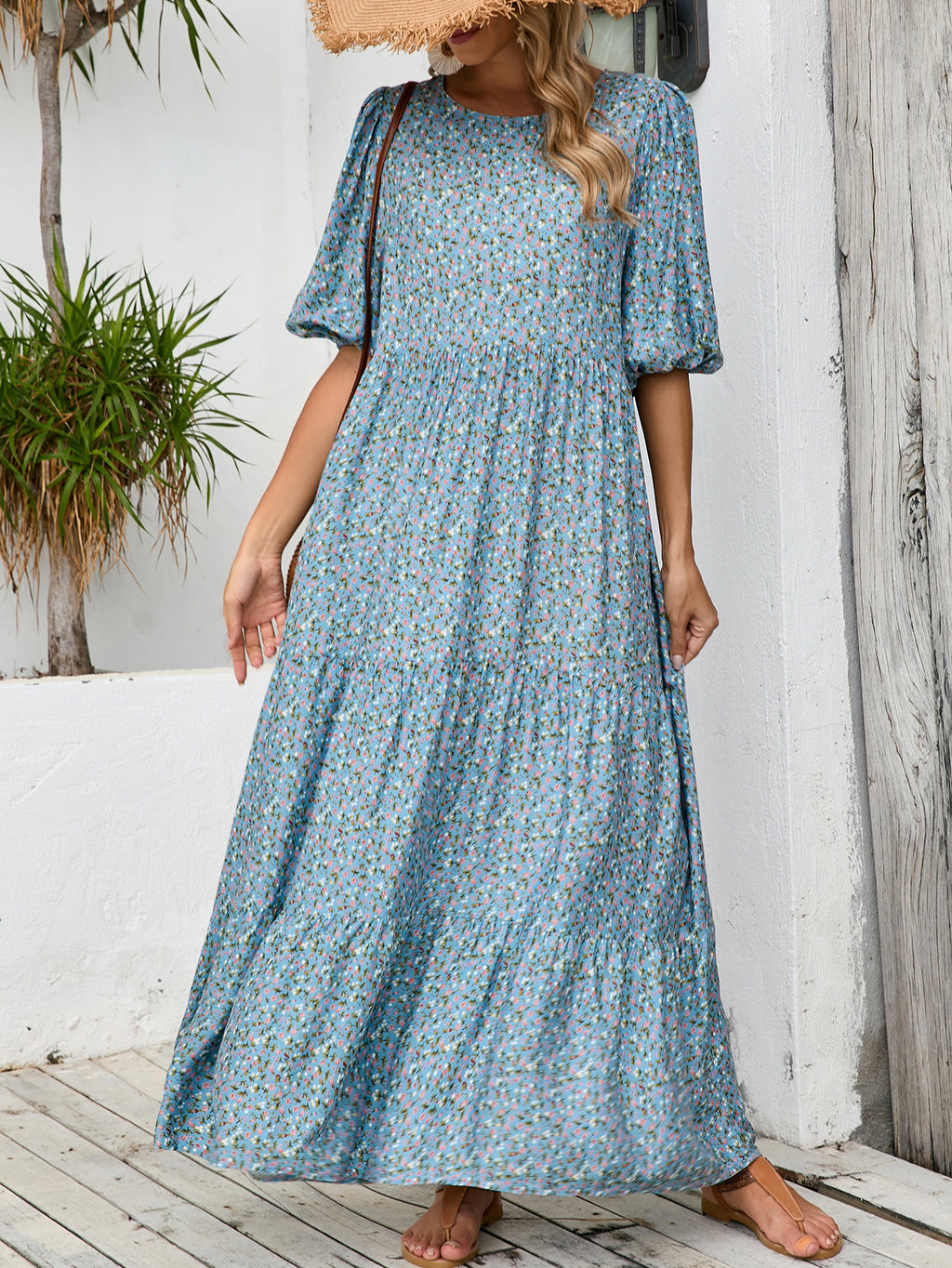 Women's Plus-Size Floral Midi Dress