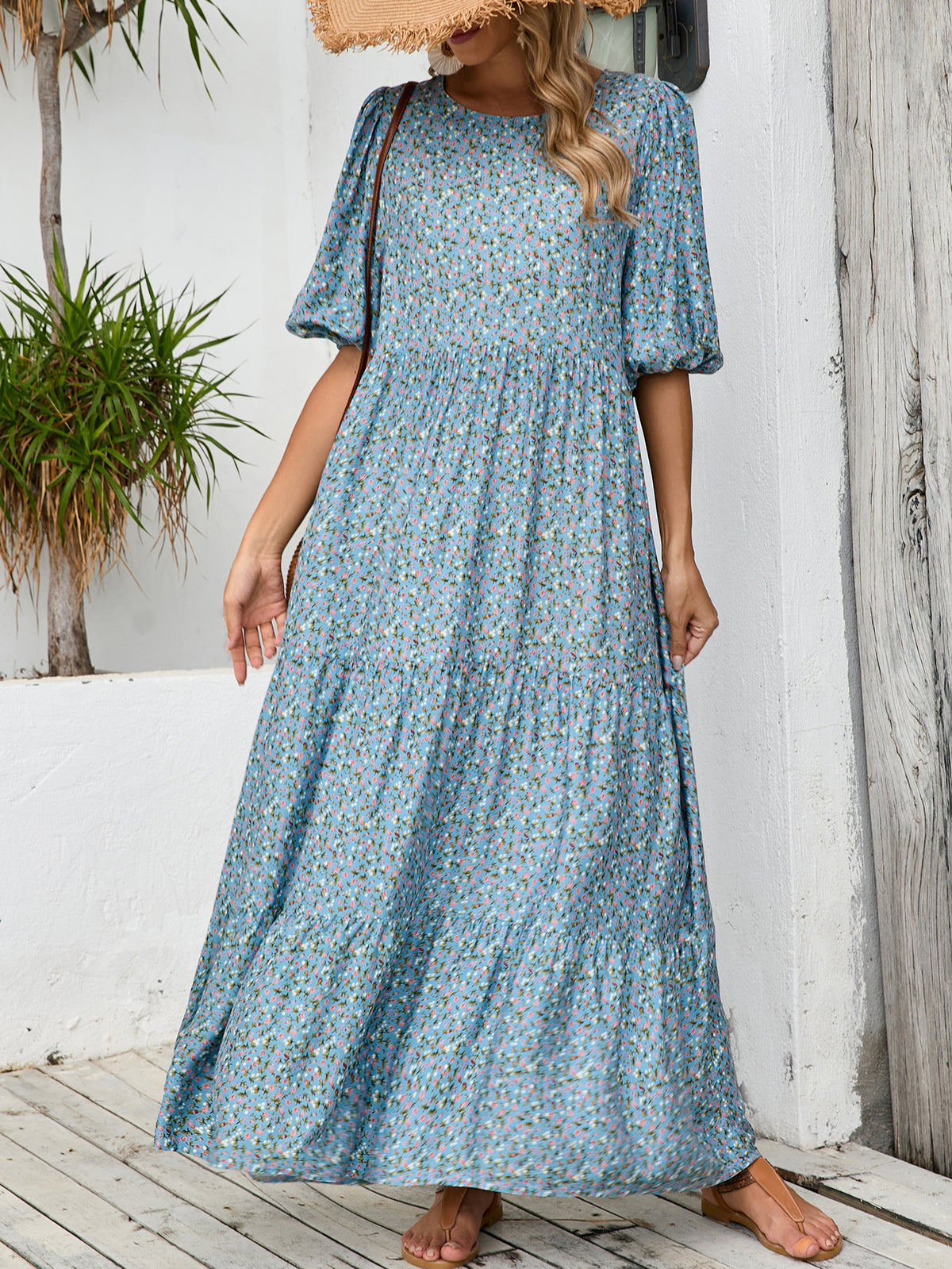 Women's Plus-Size Floral Midi Dress