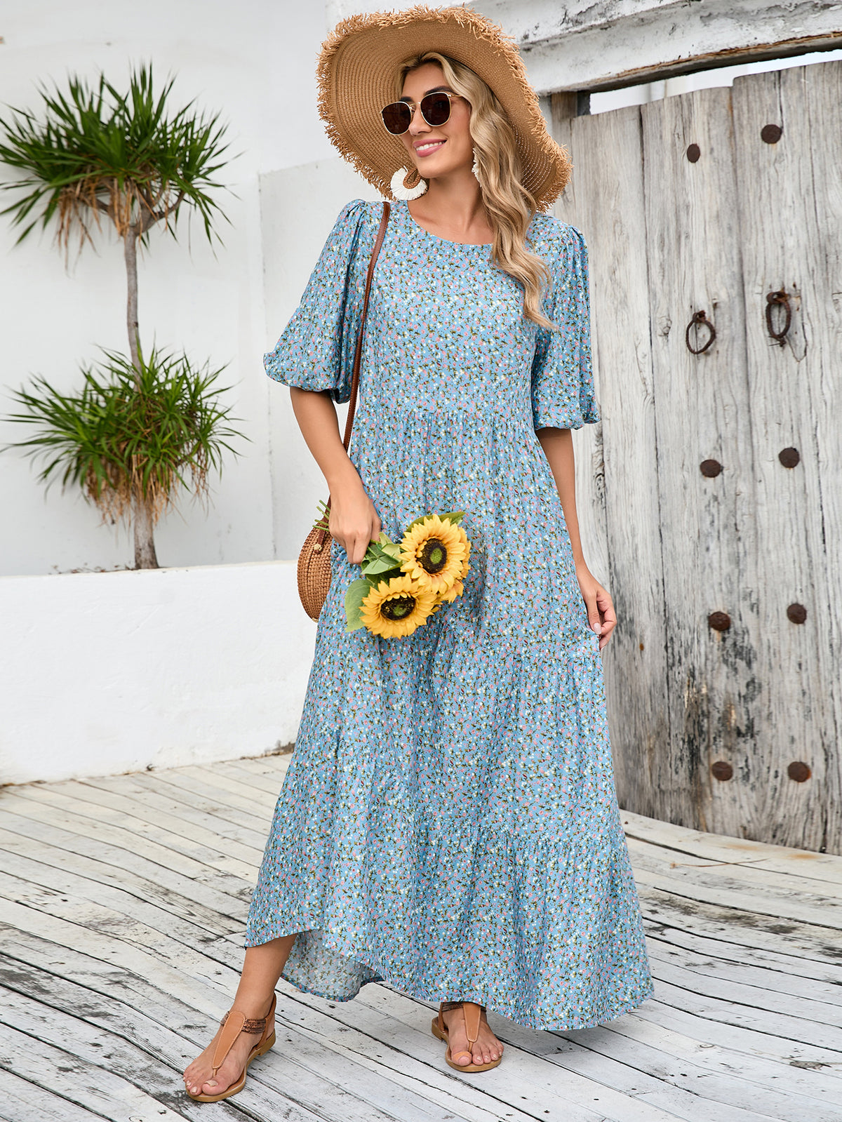 Women's Plus-Size Floral Midi Dress