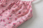 Women's French Sweet Rose Floral Neckline Lace Up Dress