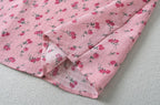 Women's French Sweet Rose Floral Neckline Lace Up Dress