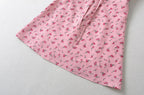 Pink Rose Print Puff-Sleeve Dress