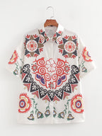 Women's Summer Printing Positioning Shirt Printing Loose Casual Trousers Set