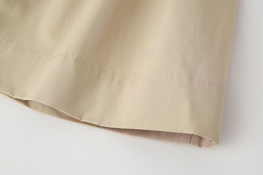 Belted High-Collar Pleated Mini Dress