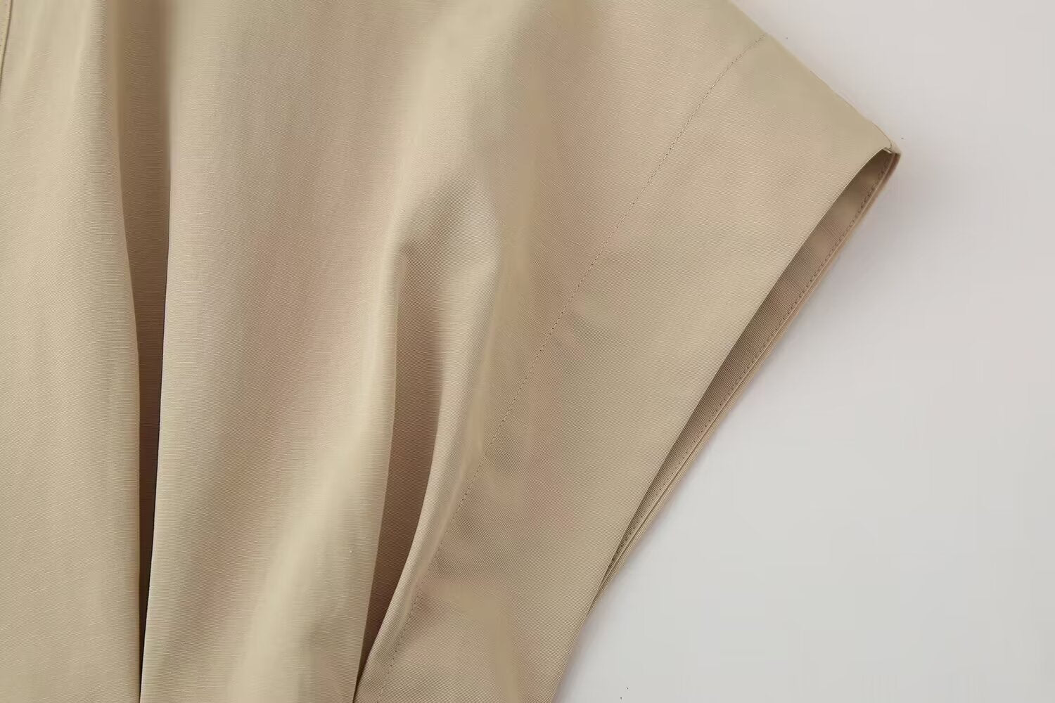 Belted High-Collar Pleated Mini Dress