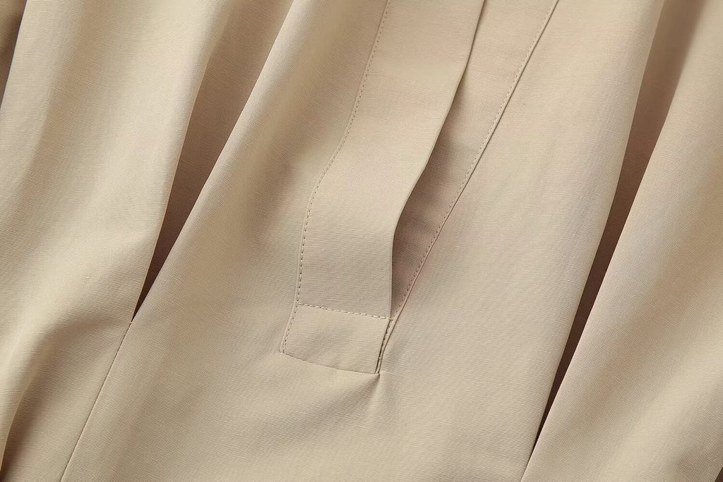Belted High-Collar Pleated Mini Dress