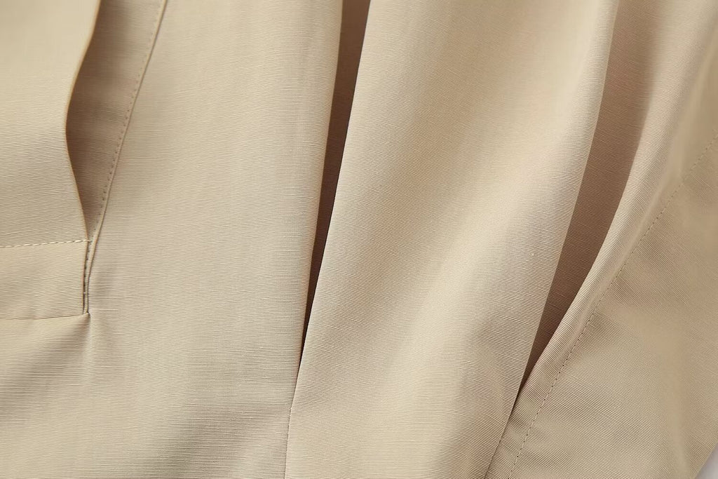 Belted High-Collar Pleated Mini Dress
