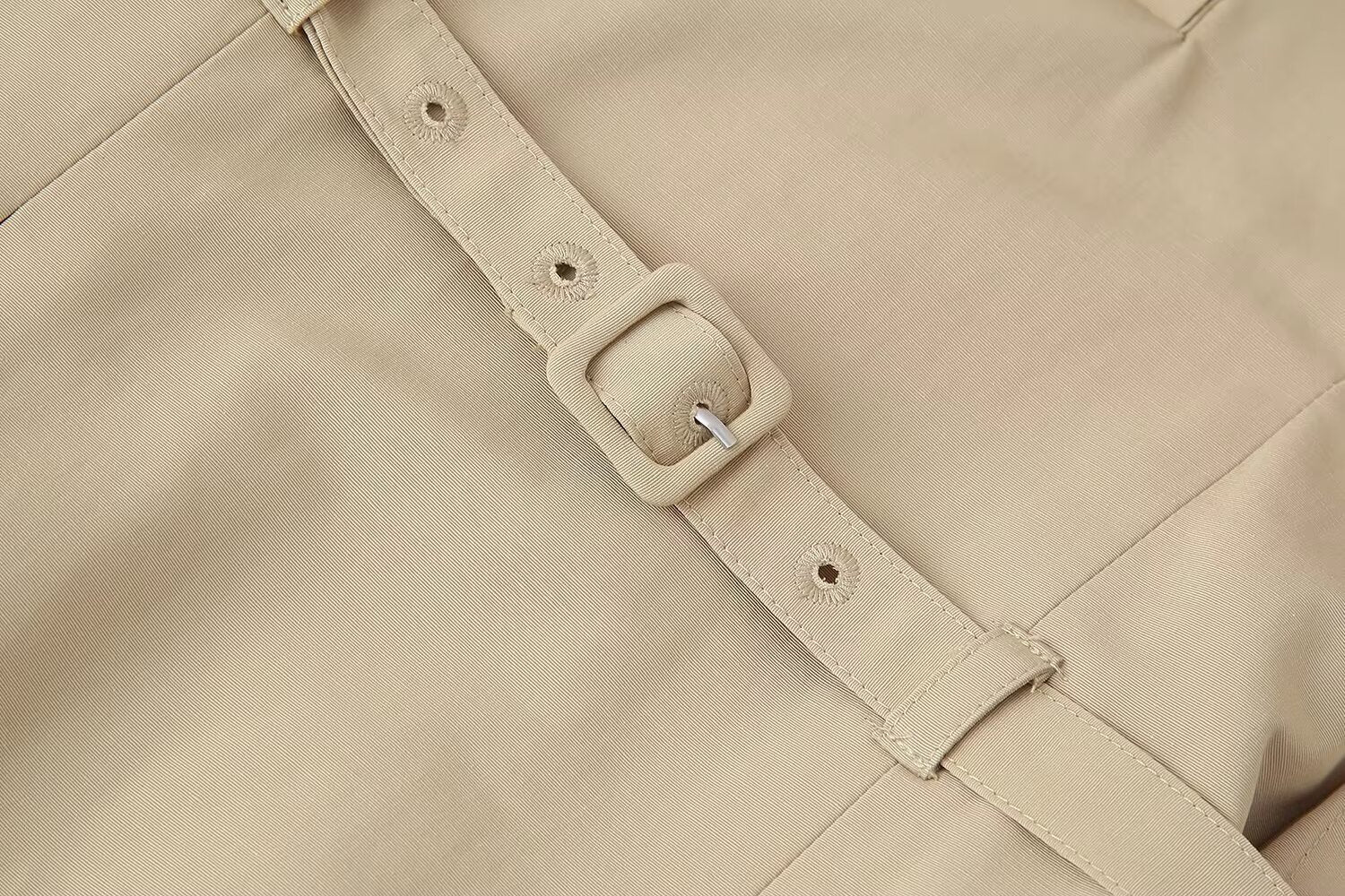 Belted High-Collar Pleated Mini Dress