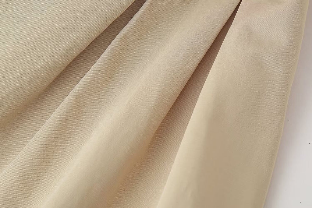 Belted High-Collar Pleated Mini Dress