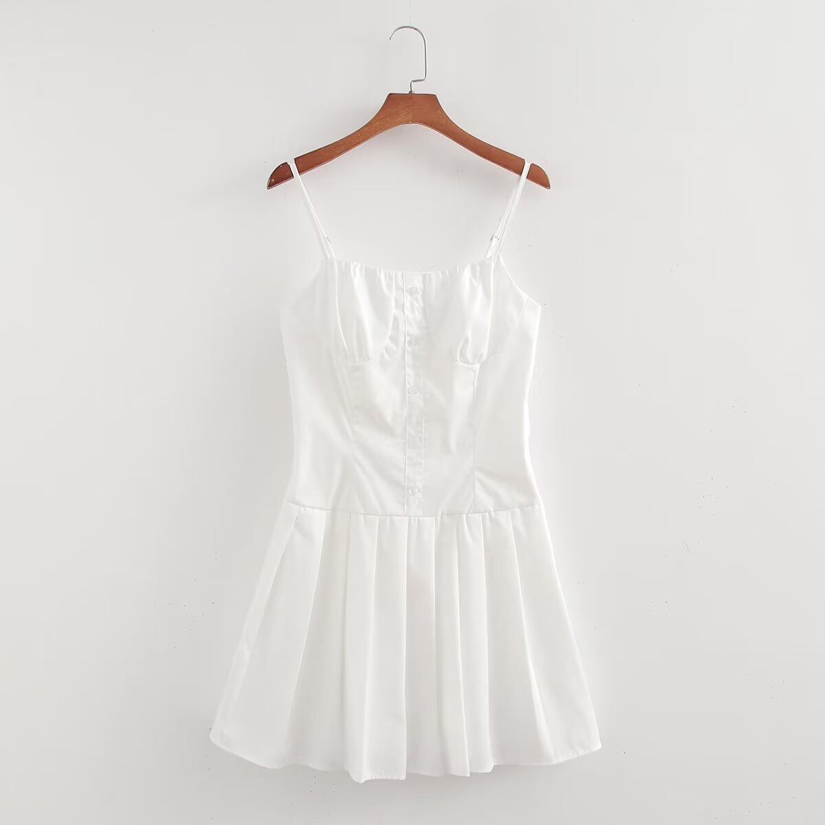 French Solid Dress Slim Slimming Princess A line Cami Dress