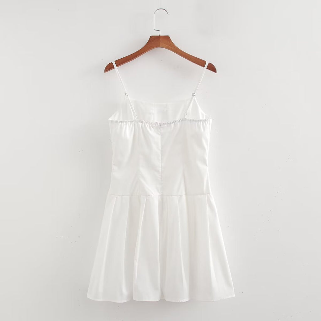 French Solid Dress Slim Slimming Princess A line Cami Dress