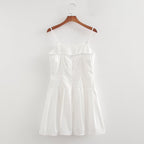 French Solid Dress Slim Slimming Princess A line Cami Dress