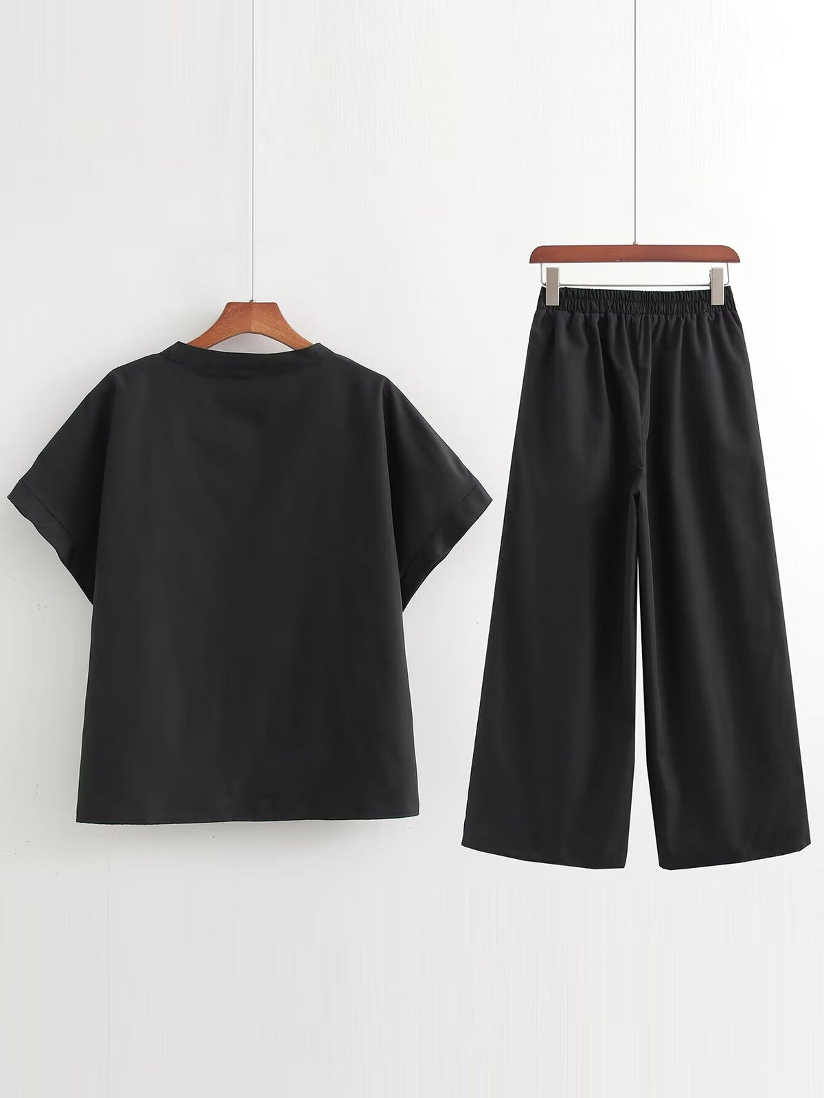 Women's Spring Clothing Vintage Embroidery Black Dress Embroidery Pant Sets