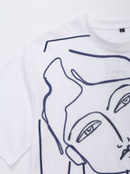 Women's Autumn Women Cotton Loose Top Round Neck Short Sleeve Girl Embroidery Pattern T Shirt