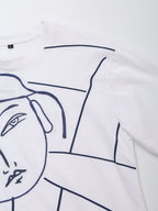 Women's Autumn Women Cotton Loose Top Round Neck Short Sleeve Girl Embroidery Pattern T Shirt