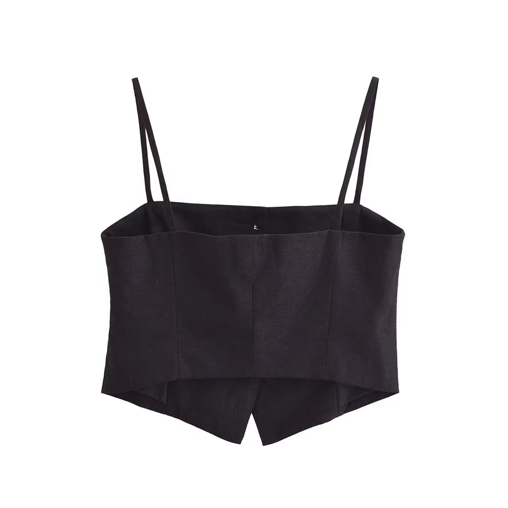 Women's Summer Women Street Short Linen Sling Top
