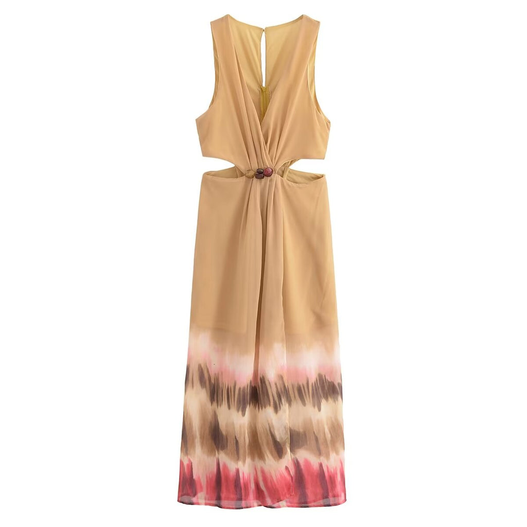 Open Design Tie Dye Midi Dress