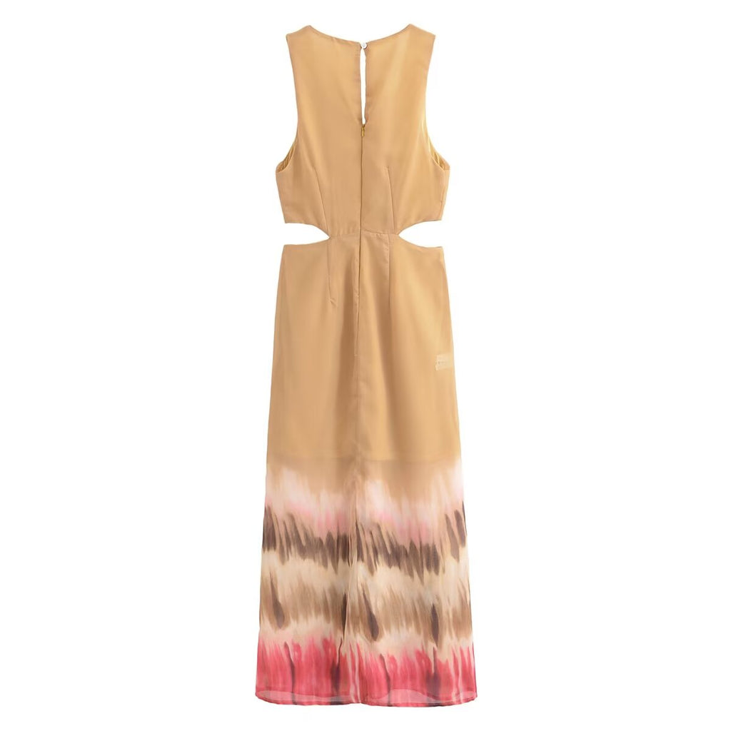 Open Design Tie Dye Midi Dress