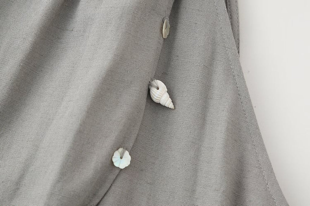 Summer Shell Decoration Top Shell Decoration Wide Leg Drawstring Trousers Suit
