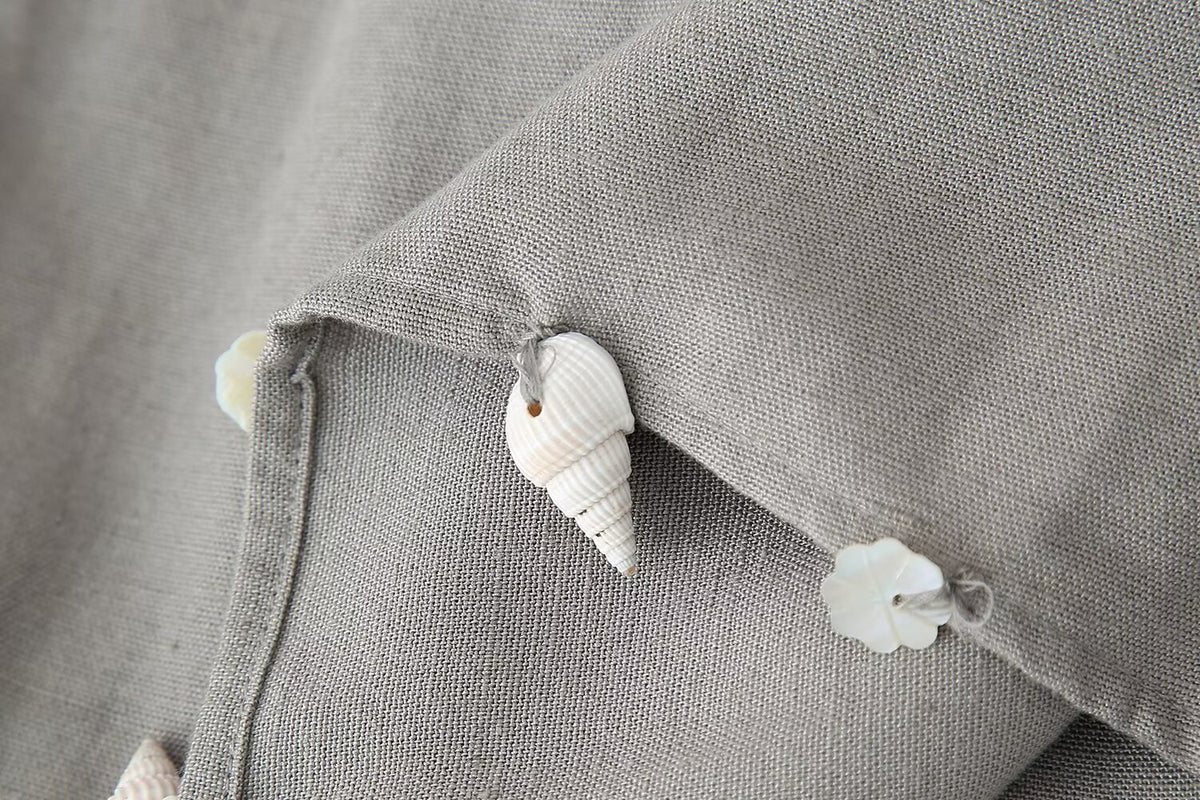 Summer Shell Decoration Top Shell Decoration Wide Leg Drawstring Trousers Suit