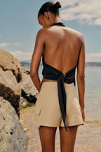 Women's Street Backless Hanging Collar Top