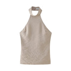 Women's Street Backless Hanging Collar Top