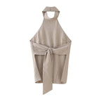 Women's Street Backless Hanging Collar Top