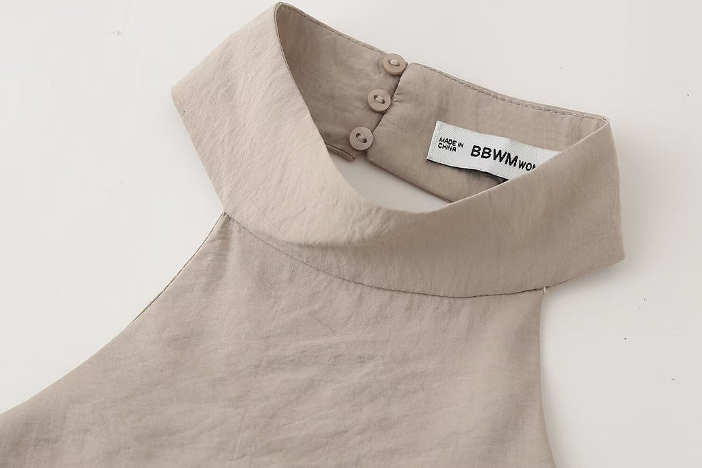 Women's Street Backless Hanging Collar Top
