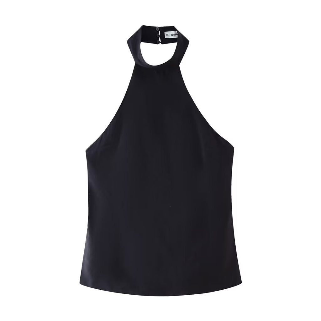 Women's Street Backless Hanging Collar Top