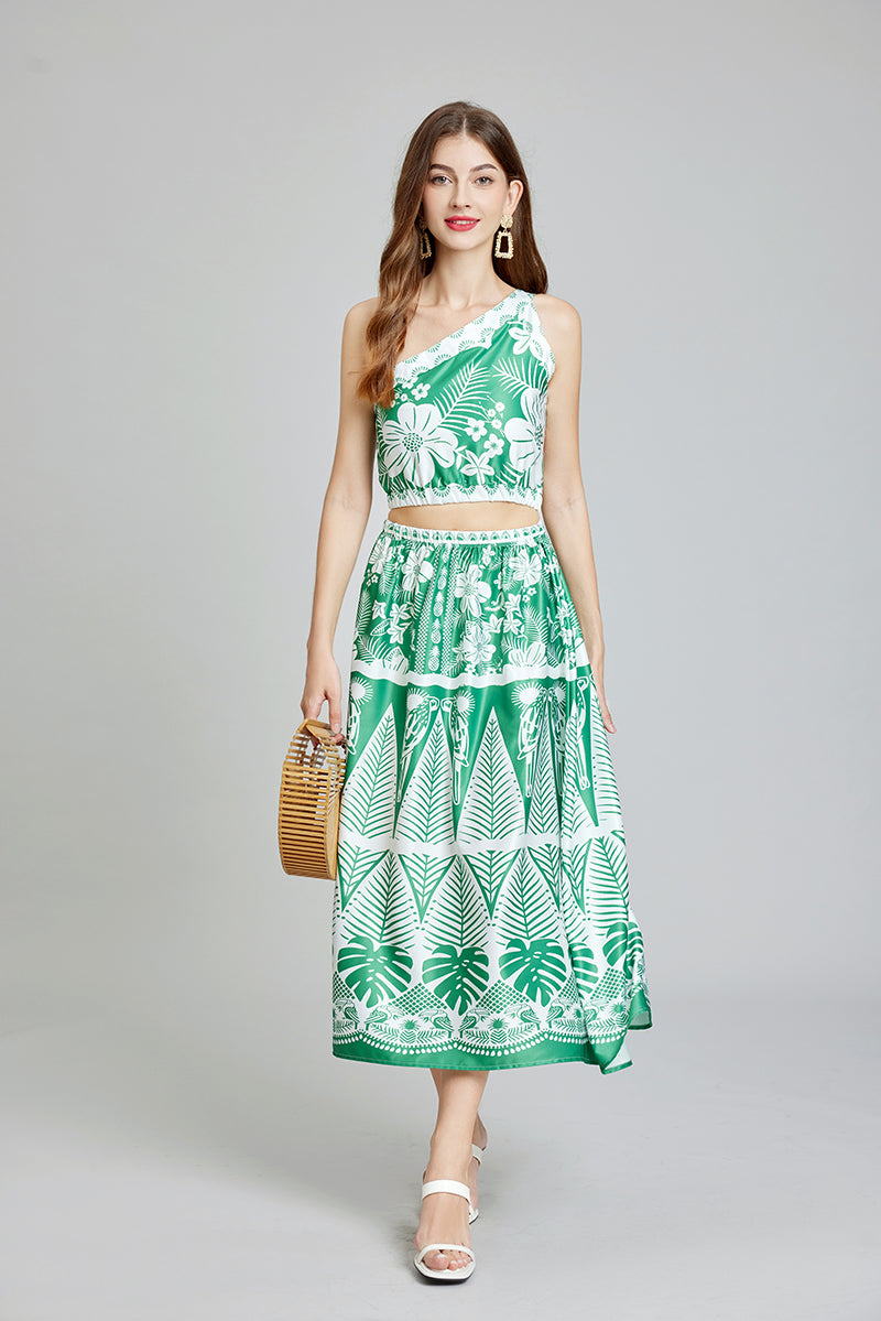 Women's Asymmetric Sleeveless Skirt Set