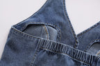 's Clothes French All Match Halter Sleeveless Skinny Short Denim