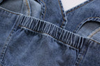 's Clothes French All Match Halter Sleeveless Skinny Short Denim