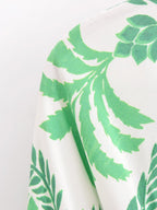 Women's V-Neck Tropical Belted Button Split Maxi Dress