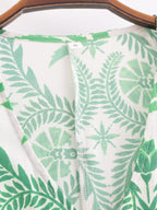 Women's V-Neck Tropical Belted Button Split Maxi Dress