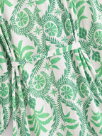 Women's V-Neck Tropical Belted Button Split Maxi Dress