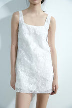 Embroidered Backless Slim-Fit Dress