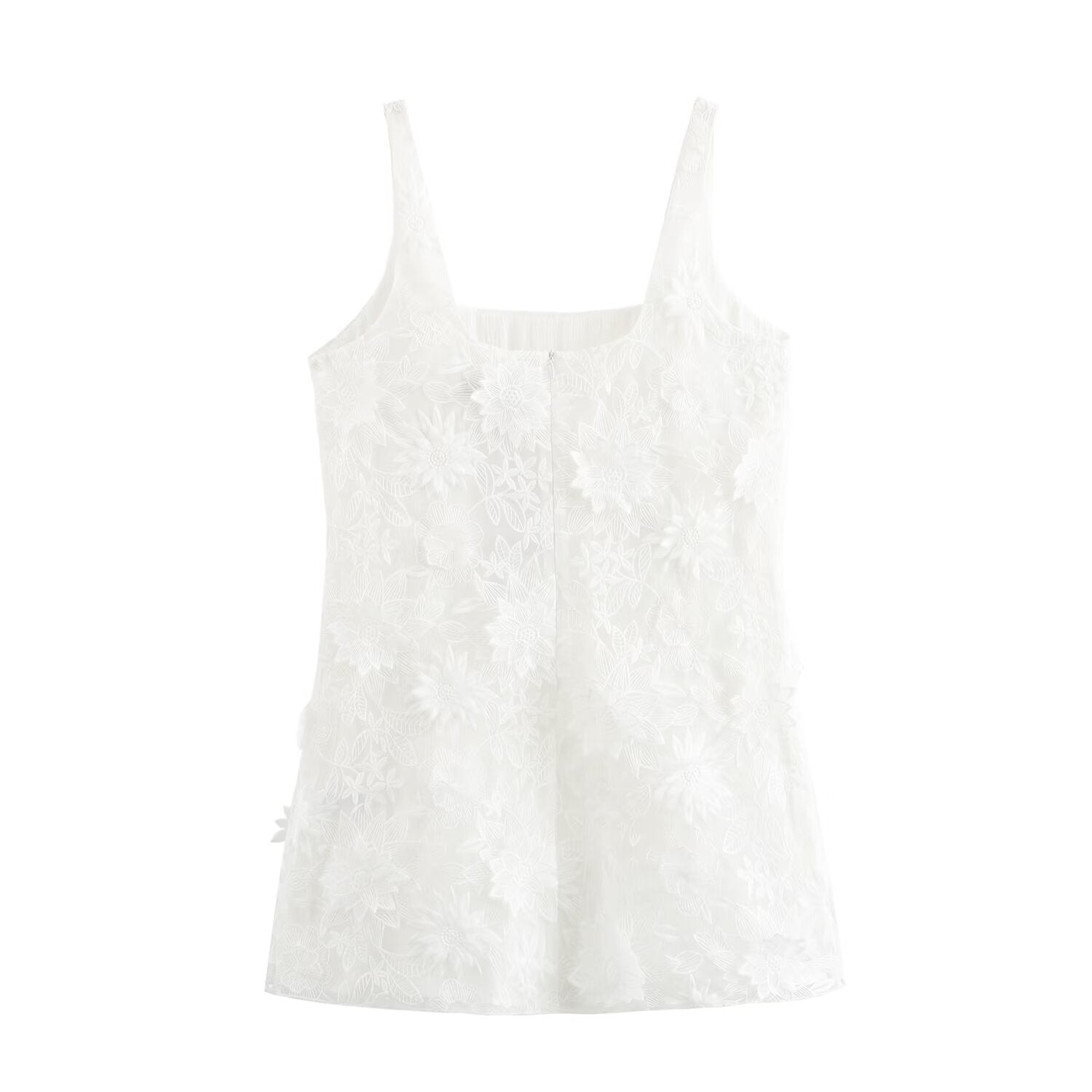 Embroidered Backless Slim-Fit Dress