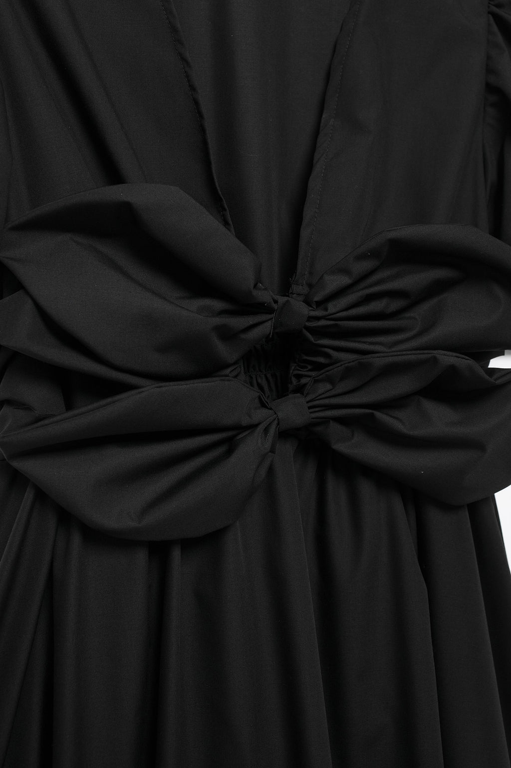 Bow Cutout Puff-Sleeve A-Line Mini Dress