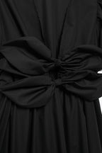 Bow Cutout Puff-Sleeve A-Line Mini Dress