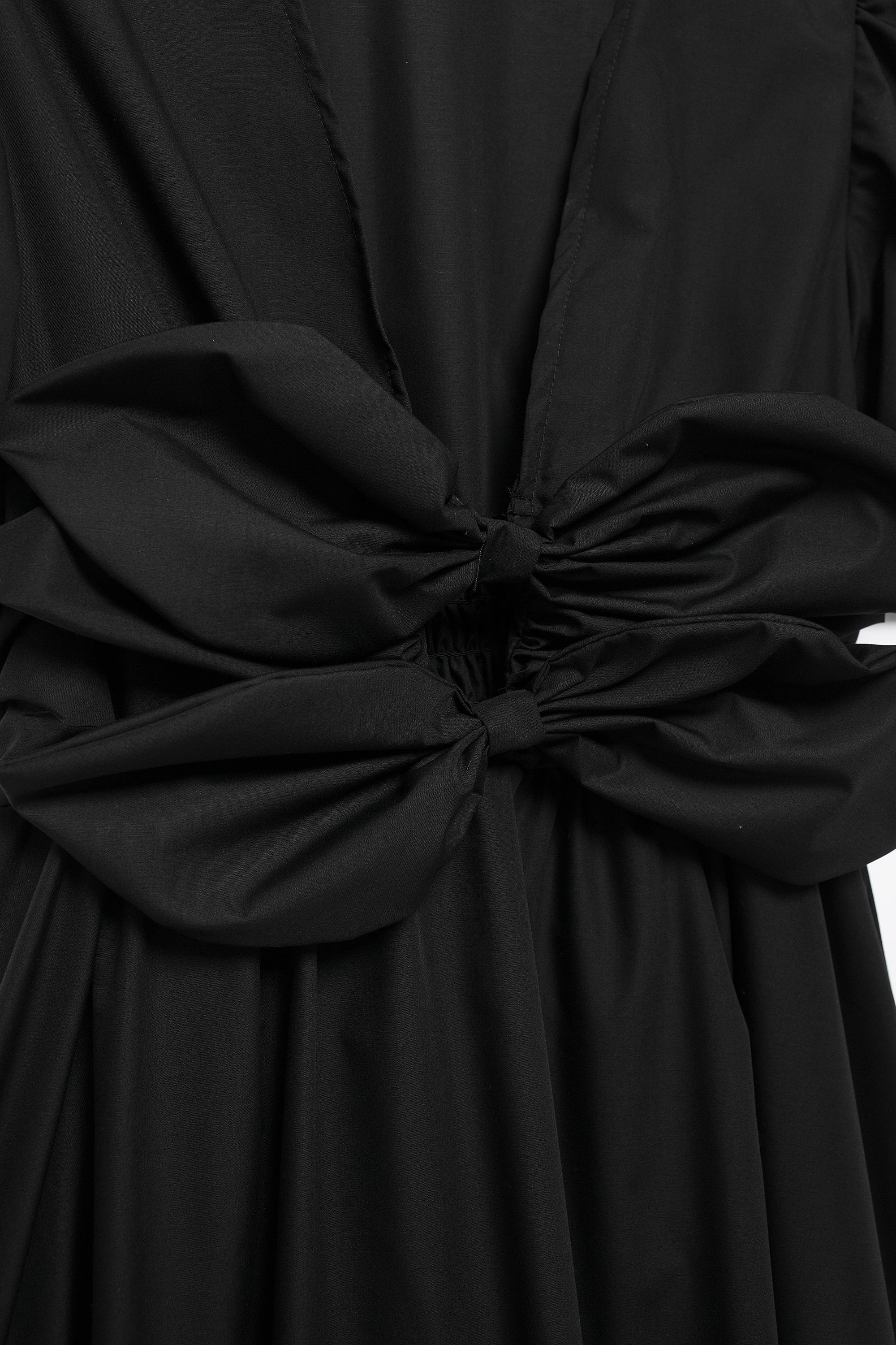 Bow Cutout Puff-Sleeve A-Line Mini Dress