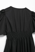 Bow Cutout Puff-Sleeve A-Line Mini Dress