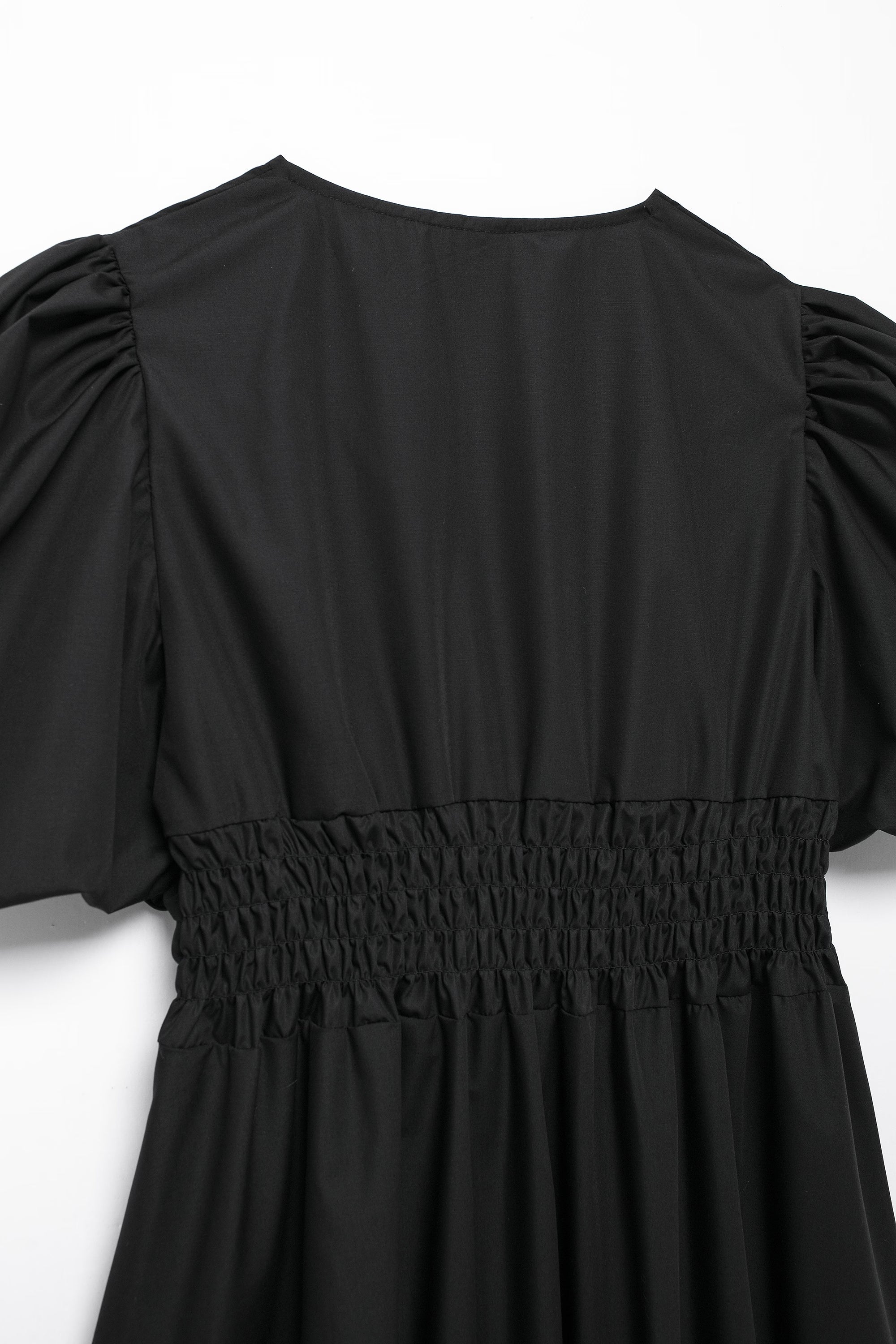 Bow Cutout Puff-Sleeve A-Line Mini Dress